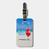 Beach Bliss Ocean Vacation Red Tropical Cocktail Gepäckanhänger (Vorderseite vertikal)