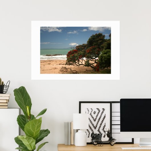 Beach Bliss - Pohutukawa Tree Poster (Heimbüro)