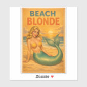 Beach Blonde Pin-Up Mermaid Retro Coastal Life Art Aufkleber (Blatt)
