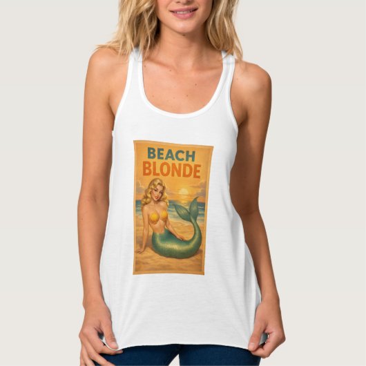 Beach Blonde Pin-Up Mermaid - Retro Coastal Life Tank Top (Vorderseite)