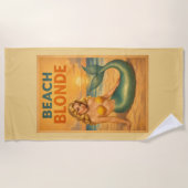 Beach Blonde Pin-Up Mermaid - Yellow Retro Coastal Strandtuch (Vorderseite)