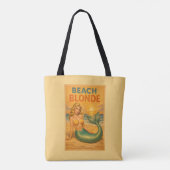 Beach Blonde Pin-Up Mermaid - Yellow Retro Coastal Tasche (Rückseite)