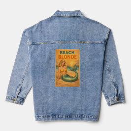 Beach Blonde Pinup Mermaid Retro Coastal Life Jean Jeansjacke