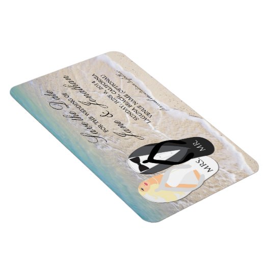 Beach Blonde Tropical Wedding Deluxe Save the Date Magnet (Rechte Seite)