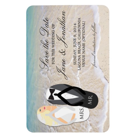Beach Blonde Tropical Wedding Deluxe Save the Date Magnet (Vertikal)