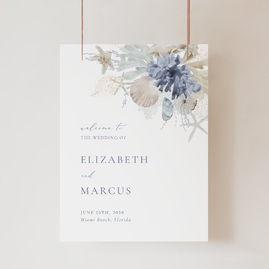 Beach Blue Acrylic Wedding Welcome Sign Acrylschild
