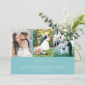 Beach Blue Best Day Ever Foto Hochzeit Vielen Dank Dankeskarte (Stehend Vorderseite)