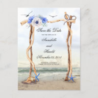 Beach Blue Blumen Save the Date