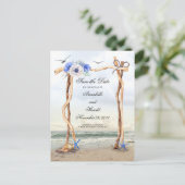 Beach Blue Blumen Save the Date Ankündigungspostkarte (Stehend Vorderseite)