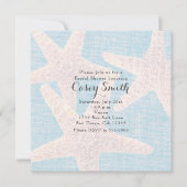 Beach Blue Burlap Starfish Elegante Wedding Bridal Einladung (Vorderseite)