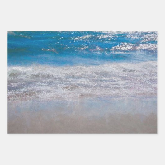 Beach Blue Coastal Ocean Wave Tropical Art Geschenkpapier Set (Vorderseite 2)
