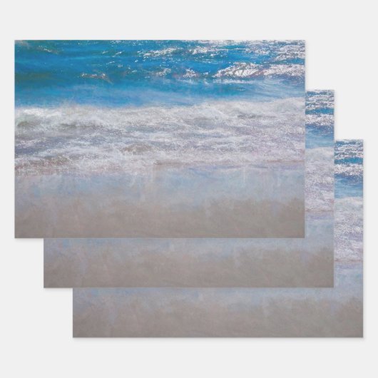 Beach Blue Coastal Ocean Wave Tropical Art Geschenkpapier Set (Set)