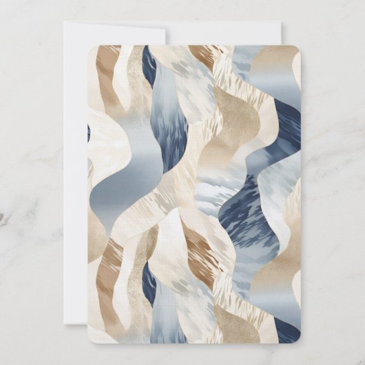 Beach Blue Cream Sand Ivory Abstrakt Wedding Einladung (Rückseite)