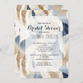 Beach Blue Cream Sand Ivory Abstraktes Brautparty Einladung (Vorne/Hinten)