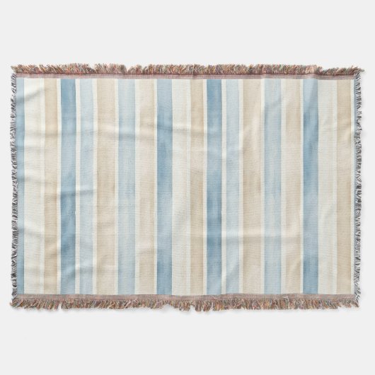 Beach Blue Cream Stripes Decke (Vorderseite)