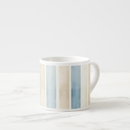 Beach Blue Cream Stripes Espressotasse (Vorderseite Rechts)