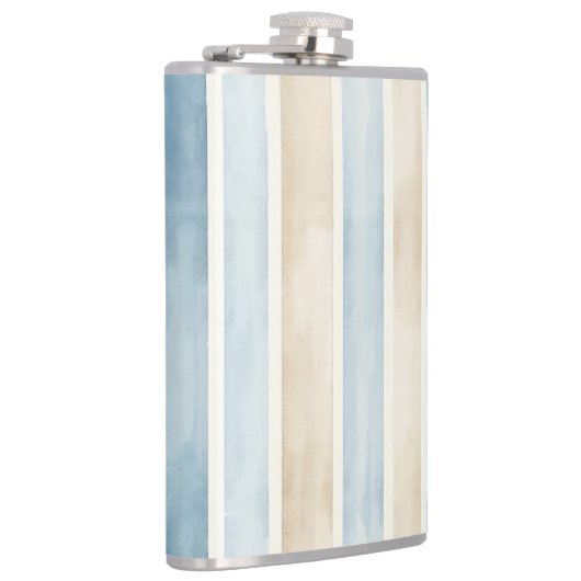 Beach Blue Cream Stripes Flachmann (Rechts)