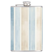 Beach Blue Cream Stripes Flachmann (Vorderseite)