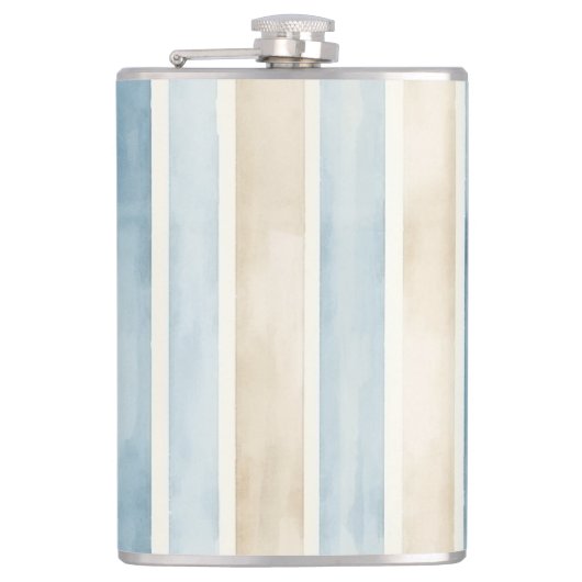 Beach Blue Cream Stripes Flachmann (Vorderseite)