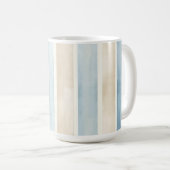 Beach Blue Cream Stripes Kaffeetasse (VorderseiteRechts)