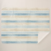 Beach Blue Cream Stripes Sherpadecke (Vorderseite (Horizontal))