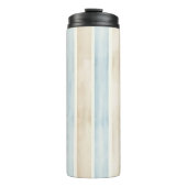 Beach Blue Cream Stripes Thermosbecher (Vorderseite)