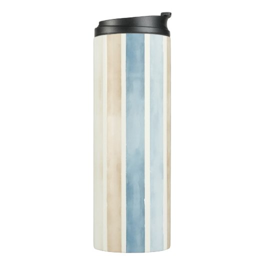 Beach Blue Cream Stripes Thermosbecher (Nach links gedreht)