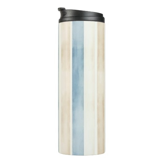Beach Blue Cream Stripes Thermosbecher (Nach rechts gedreht)