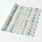 Beach Blue Cream Stripes Wedding Geschenkpapier (Ungerollt)