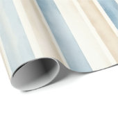 Beach Blue Cream Stripes Wedding Geschenkpapier (Rolleneckpunkt)