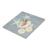 Beach Blue Hütte Starfish Sanddollar Conch Muschel Fliese (Seite)