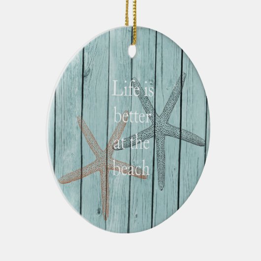 Beach Blue Imitats Wood Starfish Keramik Ornament (Rechts)
