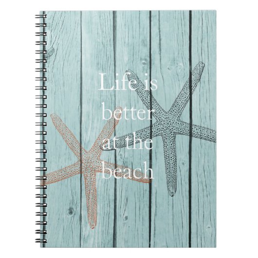 Beach Blue Imitats Wood Starfish Notizblock (Vorderseite)