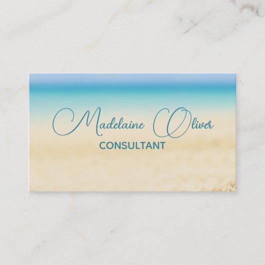 Beach Blue Ocean Coastal QR Code Modern Visitenkarte (Vorderseite)