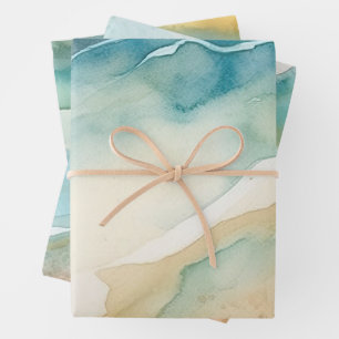 Beach Blue Ocean Sand Wedding Geschenkpapier Set