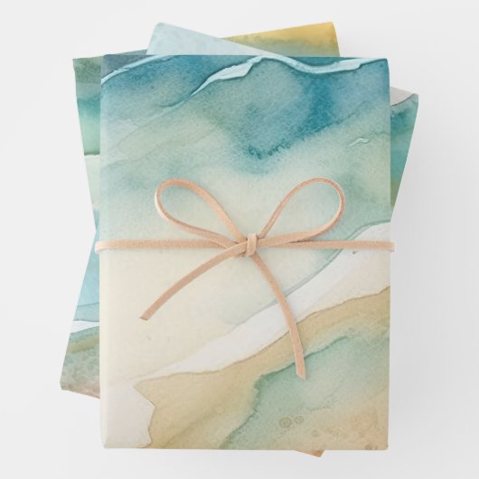 Beach Blue Ocean Sand Wedding Geschenkpapier Set (Beispiel)