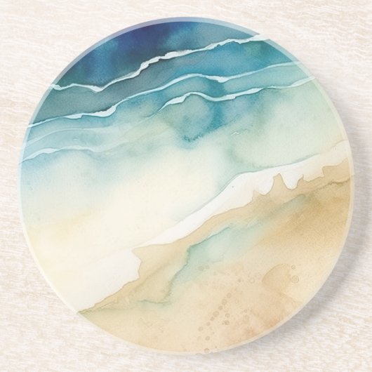 Beach Blue Ocean Sand Wedding Getränkeuntersetzer (Vorne)