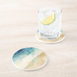 Beach Blue Ocean Sand Wedding Getränkeuntersetzer