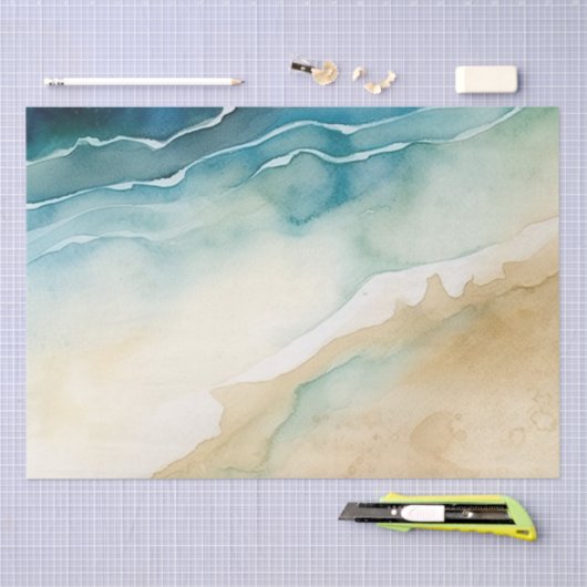 Beach Blue Ocean Sand Wedding Seidenpapier (Handwerk)