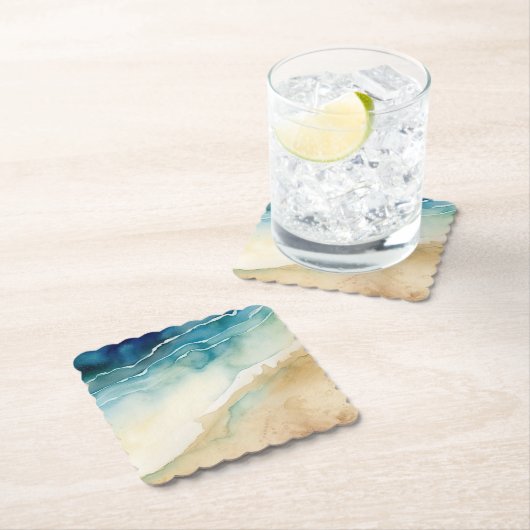 Beach Blue Ocean Sand Wedding Untersetzer (Vor Ort)