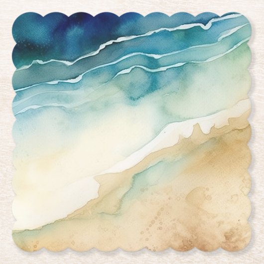 Beach Blue Ocean Sand Wedding Untersetzer (Vorderseite)