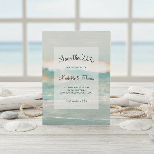 Beach Blue Ocean Waves Hochzeit Save The Date