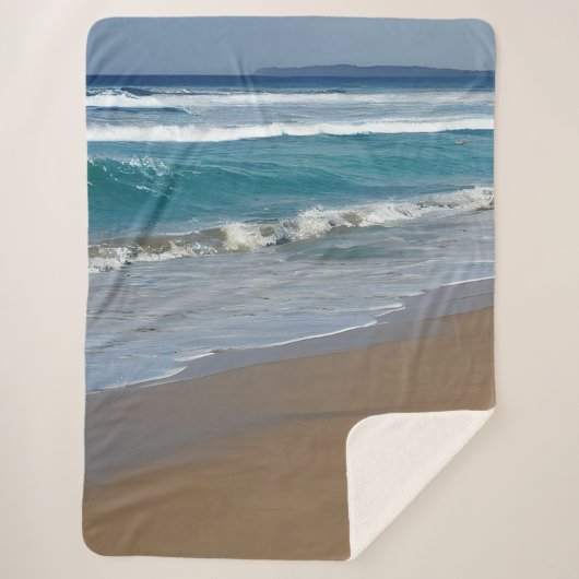 Beach Blue Ocean Waves Sherpadecke (Vorderseite)