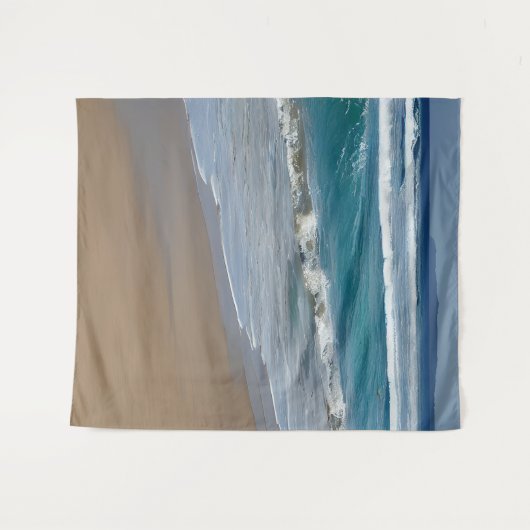 Beach Blue Ocean Waves Wandteppich (Vorderseite (Horizontal))