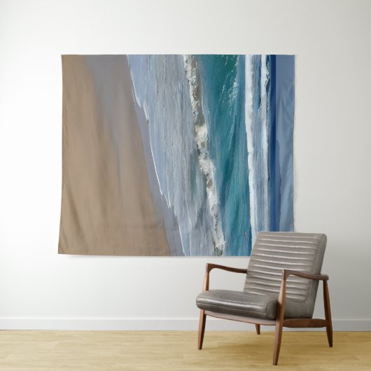 Beach Blue Ocean Waves Wandteppich (Beispiel (Horizontal))