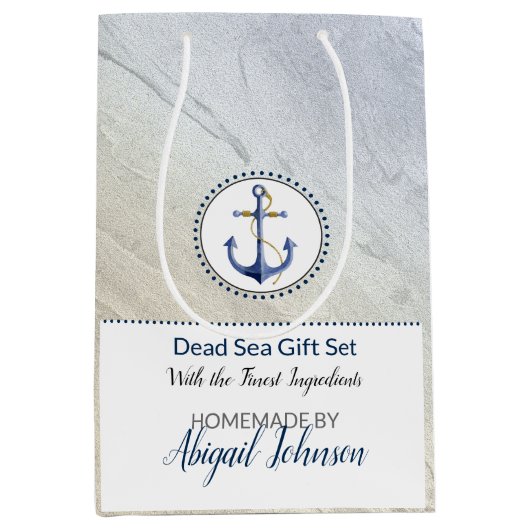 Beach Blue & Sand Nautical Gift Set Packaging Mittlere Geschenktüte (Vorderseite)