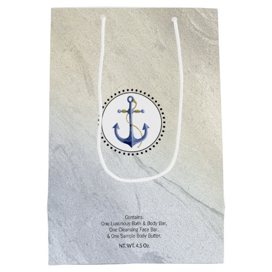 Beach Blue & Sand Nautical Gift Set Packaging Mittlere Geschenktüte (Rückseite)