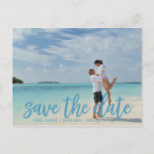 Beach Blue Save the Date Foto Ankündigungspostkarte (Vorderseite)