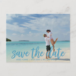 Beach Blue Save the Date Foto Ankündigungspostkarte