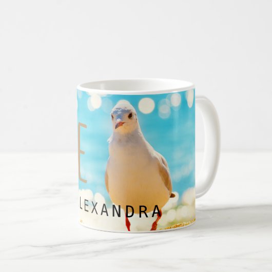 Beach Blue Seagull Personalisiert Kaffeetasse (VorderseiteRechts)